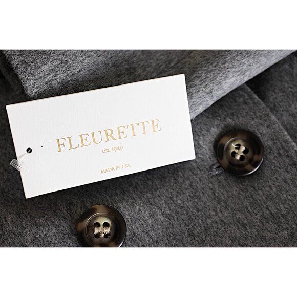 New w/Tags Fleurette Notch Collar Double Breasted Wool Coat in Grey Heather, 14 - Picture 4 of 14